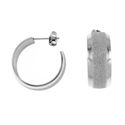 Traveller Earrings - Hoops - Women - Stainless Steel - Silver Coloured - Glitter - 23mm