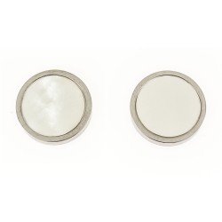 Traveller Earrings - Stainless Steel - Silver Coloured - Mother of Pearl - Ø 12mm - 181258