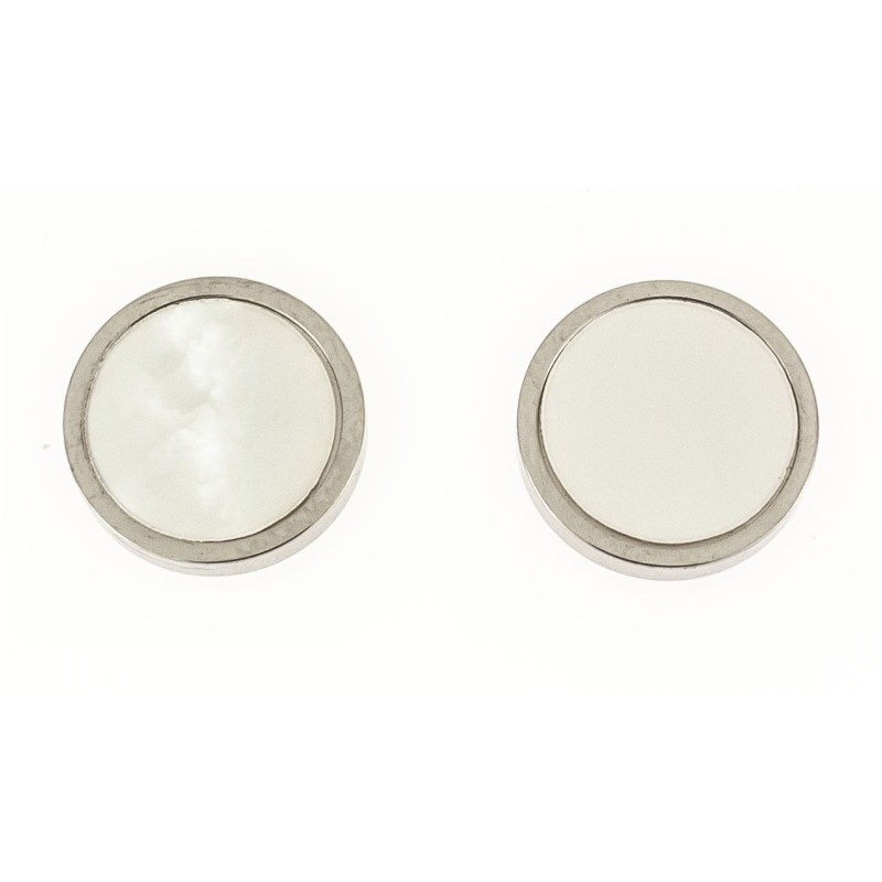 Traveller Ohrstecker - Edelstahl - Silberfarben -  Perlmutt - Ø 12 mm - 181258
