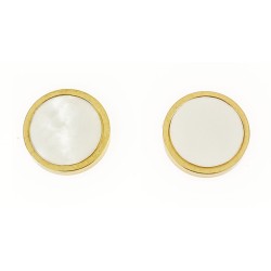 Traveller Earrings - Stainless Steel - Gold Plated - Mother of Pearl - Ø 12mm - 181257
