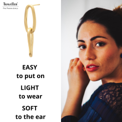 Traveller Drop Earrings - Gold Plated - Matted - Links - Stainless Steel - 30x7 mm - 181254