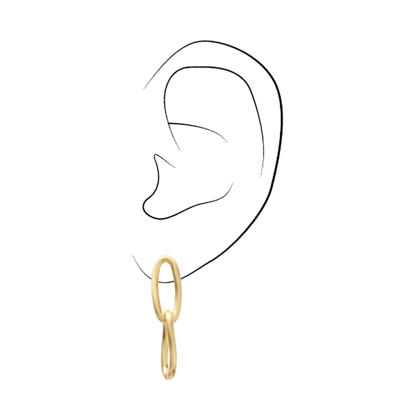 Traveller Drop Earrings - Gold Plated - Matted - Links - Stainless Steel - 30x7 mm - 181254