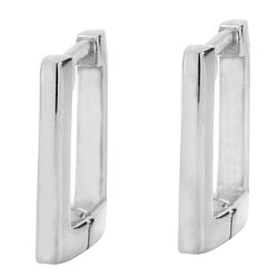 Traveller Hoop Earrings - Stainless Steel - Silver Coloured - Rectangle - 12 mm - 181251