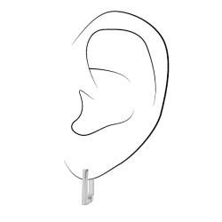 Traveller Hoop Earrings - Stainless Steel - Silver Coloured - Rectangle - 12 mm