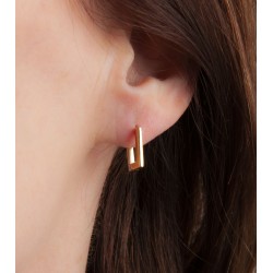 Traveller Hoop Earrings - Stainless Steel - Gold Plated - Rectangle - 12mm - 181250