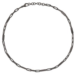 Traveller Ketting - Edelstaal zwart - mat - 55+5cm