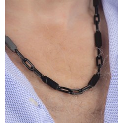 Traveller Ketting - Edelstaal zwart - mat - 55+5cm