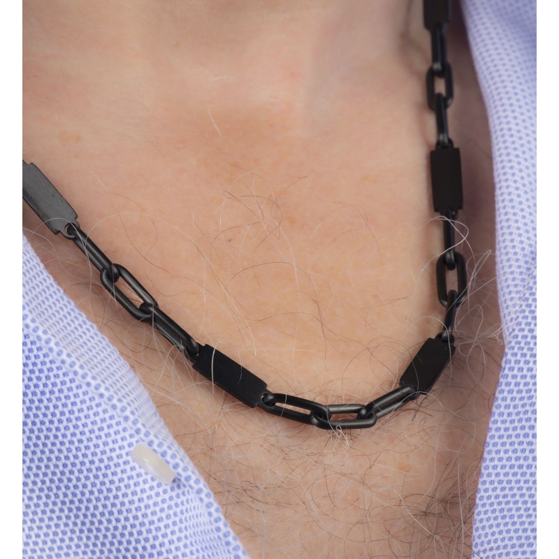 Traveller Collier - Herren - Kette Man - Matt Schwarz Edelstahl - 55cm lang