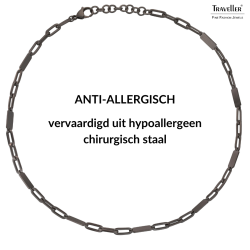 Traveller Ketting - Edelstaal zwart - mat - 55+5cm