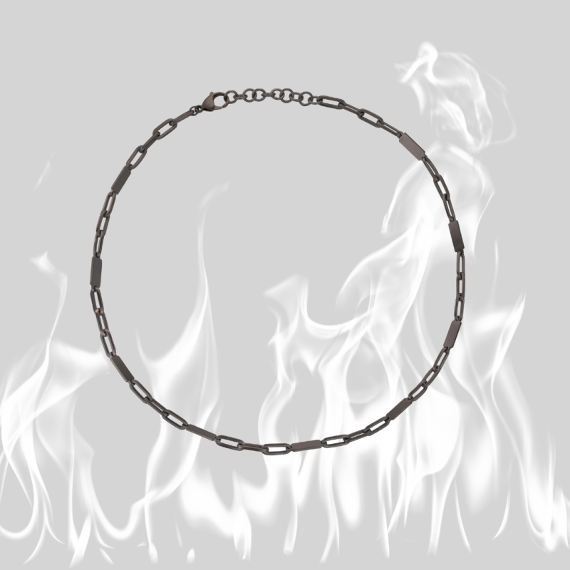 Traveller Necklace - Men - Matt Black Stainless Steel - 55cm long