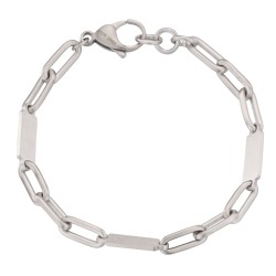 Traveller Armband Heren - Edelstaal - Zilverkleurig - Mat - Schakels - Geopend en Gesloten - 22cm - 181243