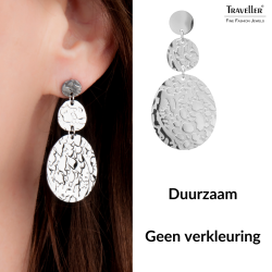 Traveller Oorhangers - Zilverkleurig - Ovaal - Edelstaal - 45 x 25 mm