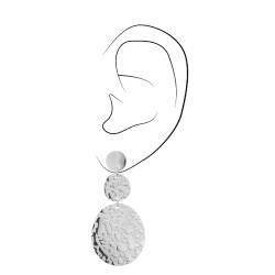 Traveller Drop Earrings - Silver Coloured - Oval - Stainless Steel - 45 x 25 mm