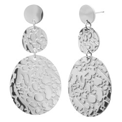 Traveller Drop Earrings - Silver Coloured - Oval - Stainless Steel - 45 x 25 mm