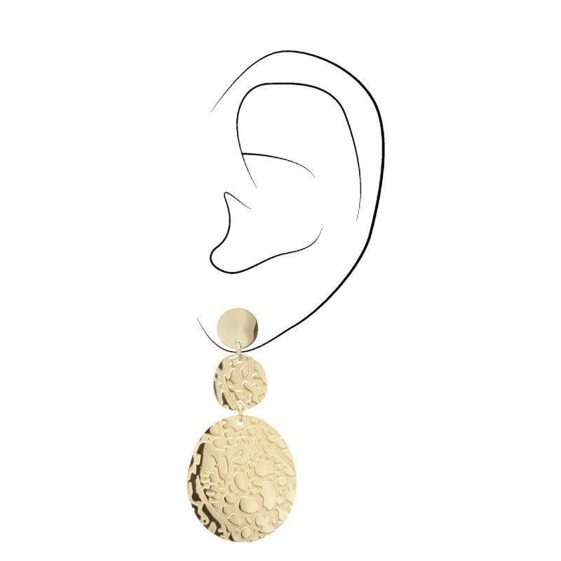 Traveller Drop Earrings - Gold Plated - Oval - Stainless Steel - 45 x 25 mm - 181240