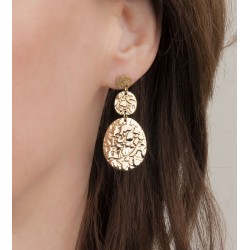 Traveller Drop Earrings - Gold Plated - Oval - Stainless Steel - 45 x 25 mm - 181240