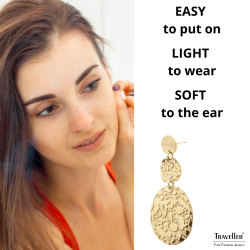 Traveller Drop Earrings - Gold Plated - Oval - Stainless Steel - 45 x 25 mm - 181240