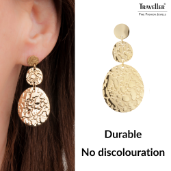 Traveller Drop Earrings - Gold Plated - Oval - Stainless Steel - 45 x 25 mm - 181240