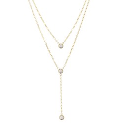 Traveller Dames Ketting - Edelstaal - Verguld - Zirkonia - 2 Rijen - 38-42cm - 181238