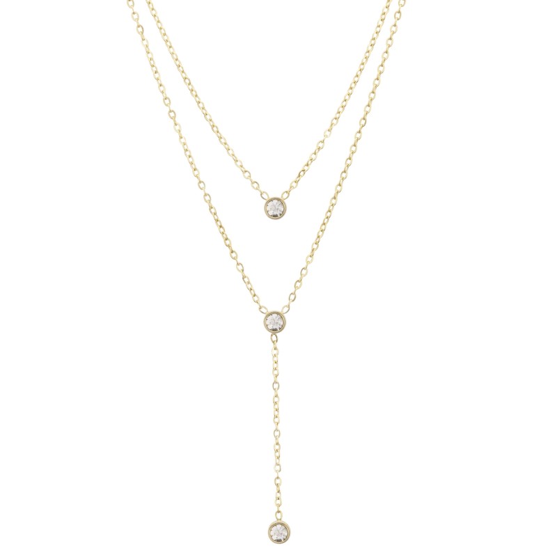 Traveller Ketting - Edelstaal - Verguld - Zirkonia - 2 Rijen - 38-42cm - 181238