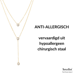 Traveller Necklace - Stainless Steel - Gold Plated - Zirconia - 2 Rows - 38-42 cm - 181238