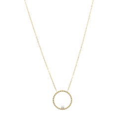 Traveller Necklace - Stainless Steel - Gold Plated - Freshwater Pearl - 4 mm - Pendant 25 mm - 45+5 cm