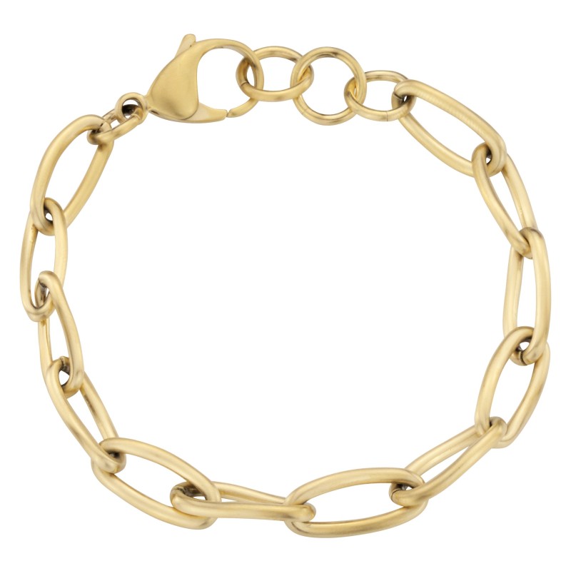 Traveller Armband Dames - Edelstaal - Verguld - Mat - Schakels - 21 cm - 181230