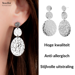 Traveller Oorhangers - Zilverkleurig - Ovaal - Edelstaal - 45 x 25 mm