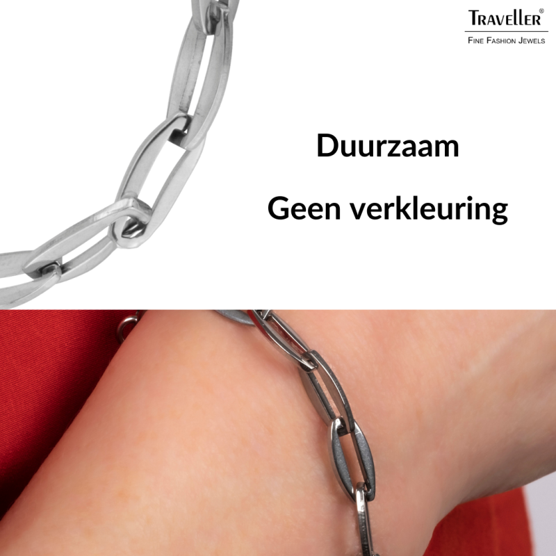Traveller Armband Dames - Edelstaal - Zilverkeurig - Schakels - 20 cm - 181224