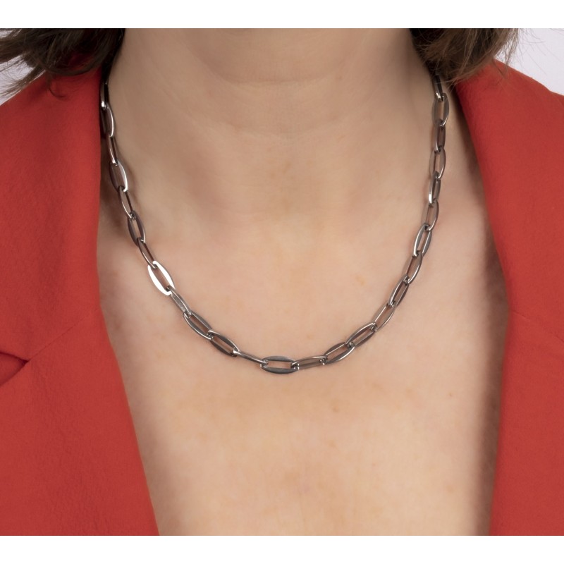 Traveller Collier - Edelstahl - Silberfarben - Glieder - 45 cm