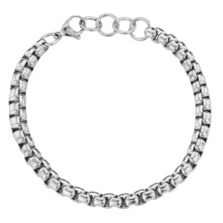 Traveller Bracelet - Stainless Steel - Silver Coloured - Compact Links - 21 cm
