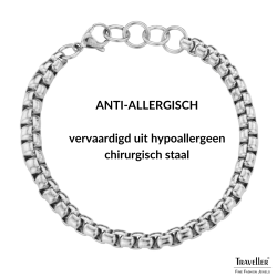 Traveller Armband Dames - Edelstaal - Zilverkleurig - Compacte Schakels - 21 cm - 181220