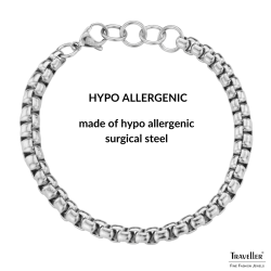 Traveller Bracelet - Stainless Steel - Silver Coloured - Compact Links - 21 cm