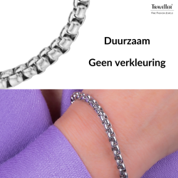 Traveller Armband Dames - Edelstaal - Zilverkleurig - Compacte Schakels - 21 cm - 181220
