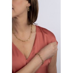 Traveller Drop Earrings - Gold Plated - Matted - Links - Stainless Steel - 30x7 mm - 181254