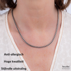 Traveller Necklace - Stainless Steel - Silver Coloured - Compact Links - 46 cm - 181219