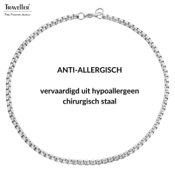 Traveller Ketting - Edelstaal - Zilverkleurig - Compacte Schakels - 46 cm - 181219