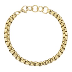 Traveller Bracelet - Stainless Steel - Gold Plated - Compact Links - 21 cm