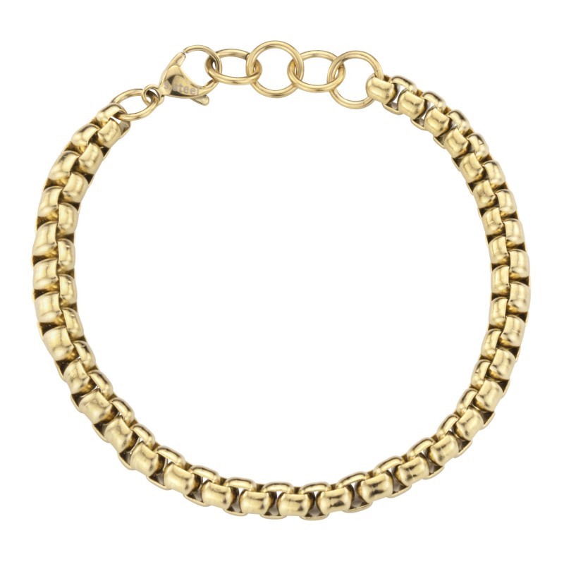 Traveller Bracelet - Stainless Steel - Gold Plated - Compact Links - 21 cm - 181218