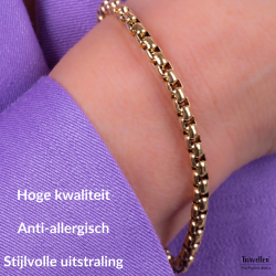 Traveller Bracelet - Stainless Steel - Gold Plated - Compact Links - 21 cm - 181218