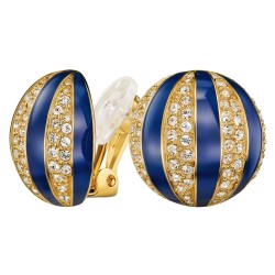 Traveller Clip Oorbellen - 22kt Verguld - Kristal - Blauw Email - Bolvormig - Ø 20mm - 157636