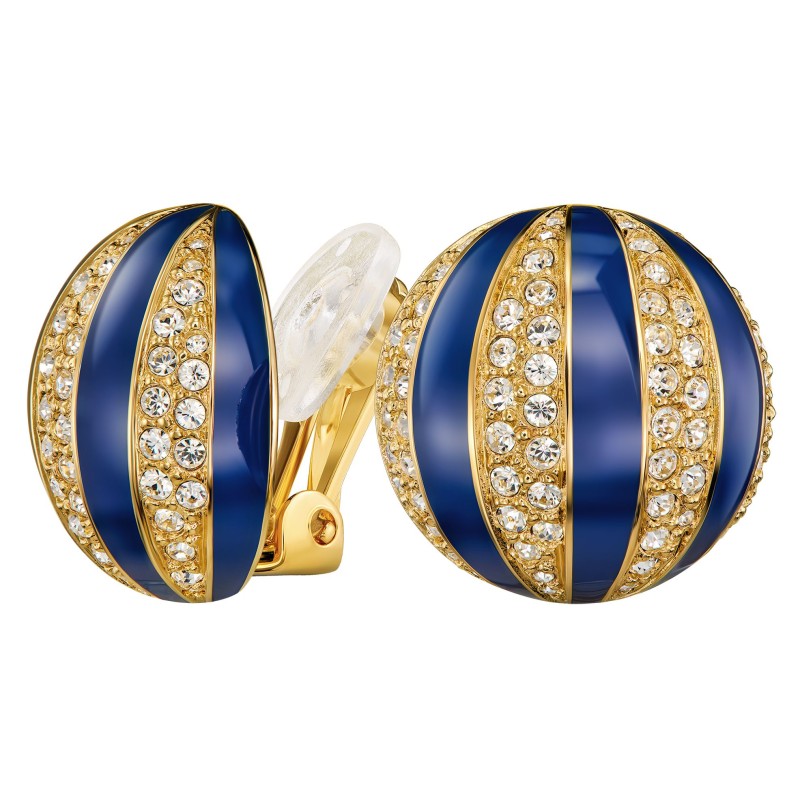 Traveller Clip Oorbellen - 22kt Verguld - Kristal - Blauw Email - Bolvormig - Ø 20mm - 157636
