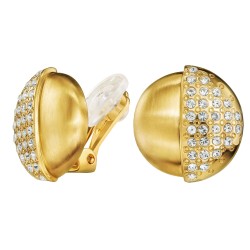 Traveller Clip Oorbellen - 22kt Verguld - Mat en Glanzend - Kristal - 20x19 mm