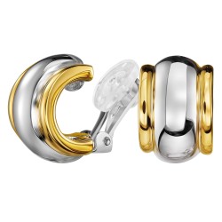 Traveller Clip-on Earrings - Bicolour Gold & Silver Coloured - 15x10mm - Gold & Platinum Plated
