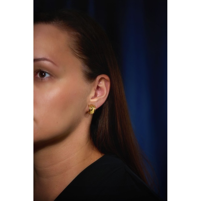 Traveller Clip-on Earrings - 22ct Gold Plated - 15 x 10 mm