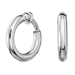 Traveller Clip-on Earrings - Hoops - Silver coloured - 18 mm - Platinum Plated