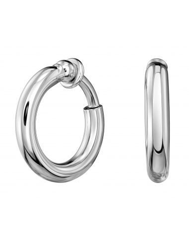 Traveller Clip-on Earrings - Hoops - Silver coloured - 18 mm - Platinum Plated - 157600