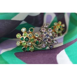 Traveller Clip-on Earrings - Gold Plated - Crystals - Green - 17 mm