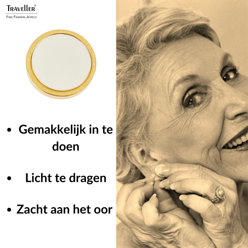 Traveller Oorstekers - Edelstaal - Verguld - Parelmoer - Ø 12 mm - 181257