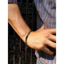 Traveller Armband - Herren - Edelstahl - Schwarz - Matt - Glieder - Geöffnet und Geschlossen - 22 cm - 181245